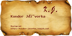 Kondor Jávorka névjegykártya